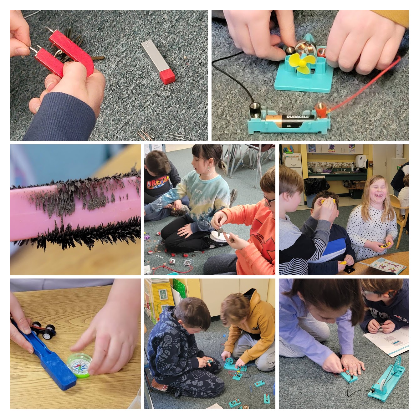 Students using magnets